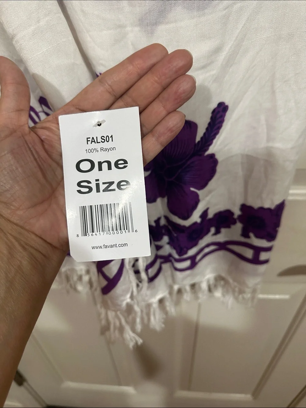White & Purple Hawaii Floral Beach Towel Scarf - Brand Unspecified
